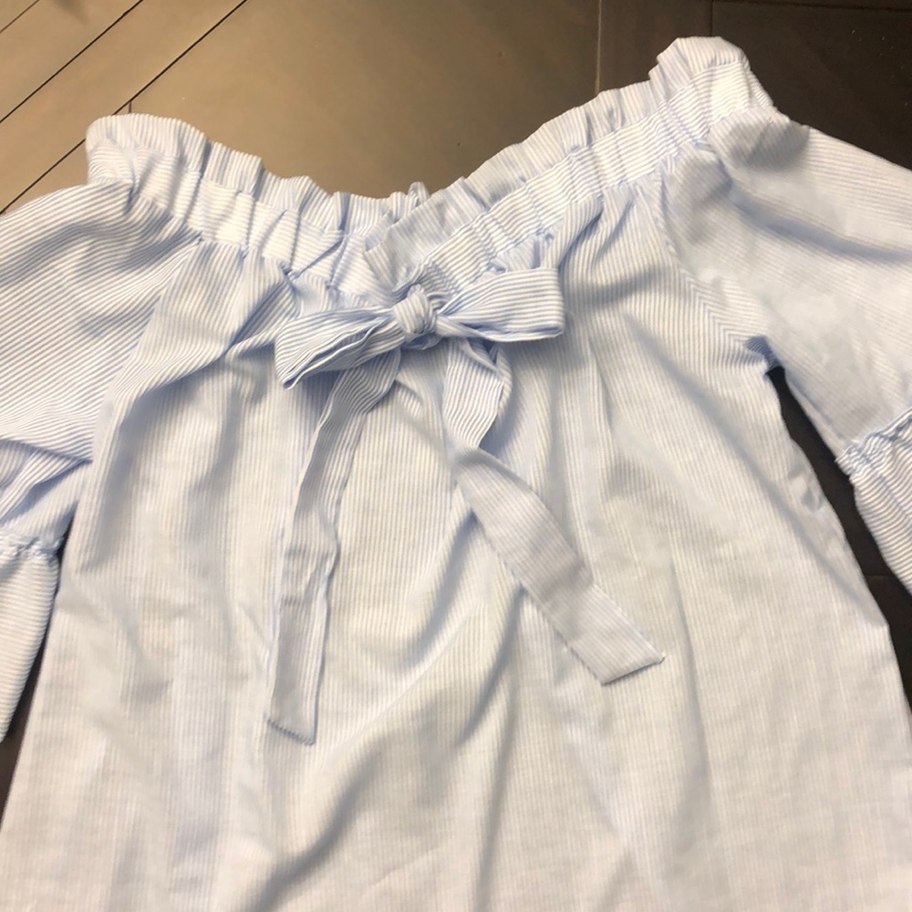 Ladies blue and white striped top